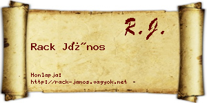 Rack János névjegykártya